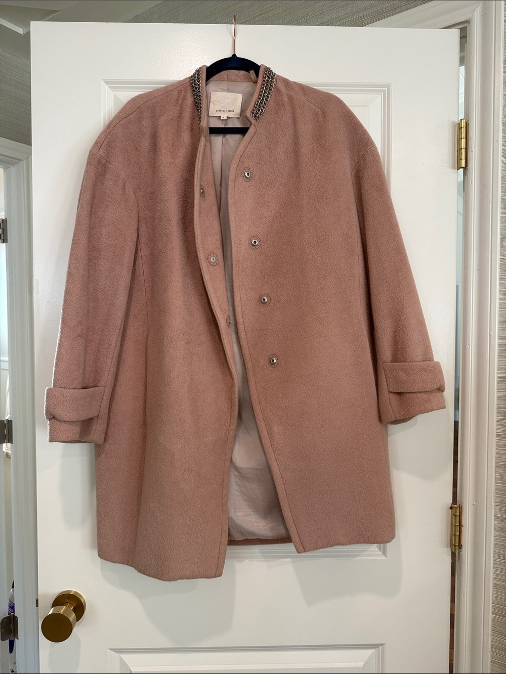 Rebecca Taylor Blush Pink Wool Pea Coat